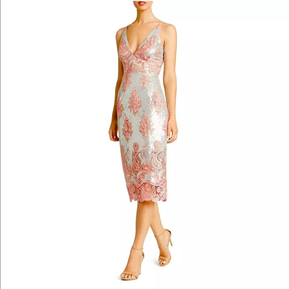 Dress The Population Silver & Pink Dress